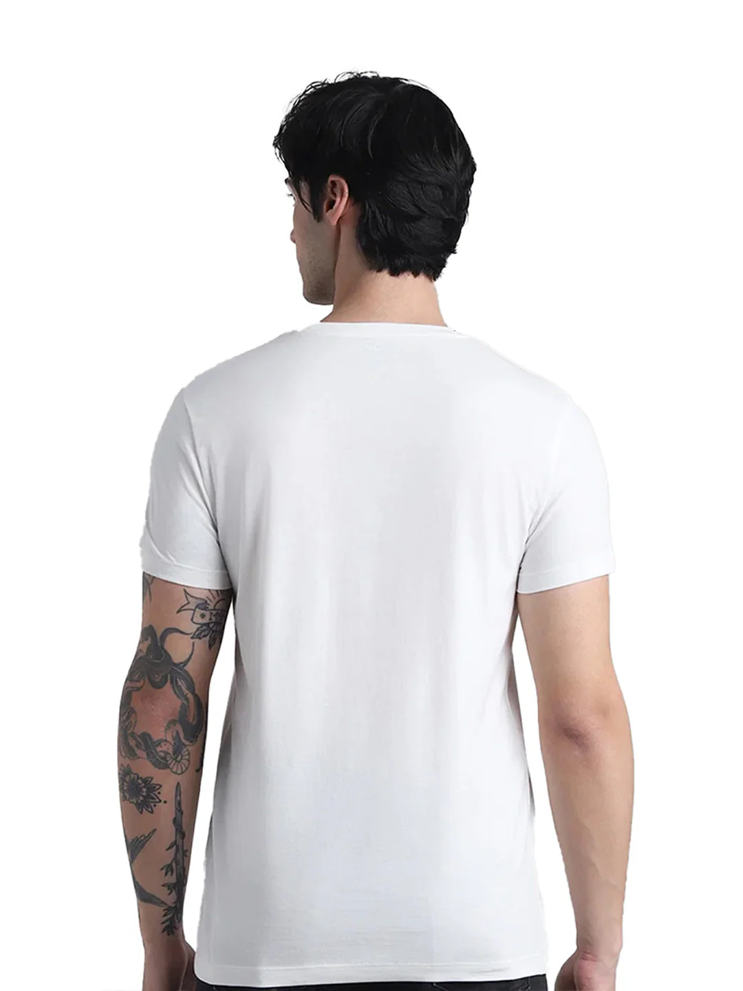 White Cotton Crew Neck T-Shirt - Image 4