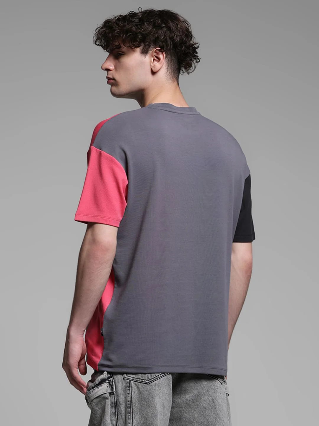 Pink Colourblocked Oversized T-shirt - Image 4