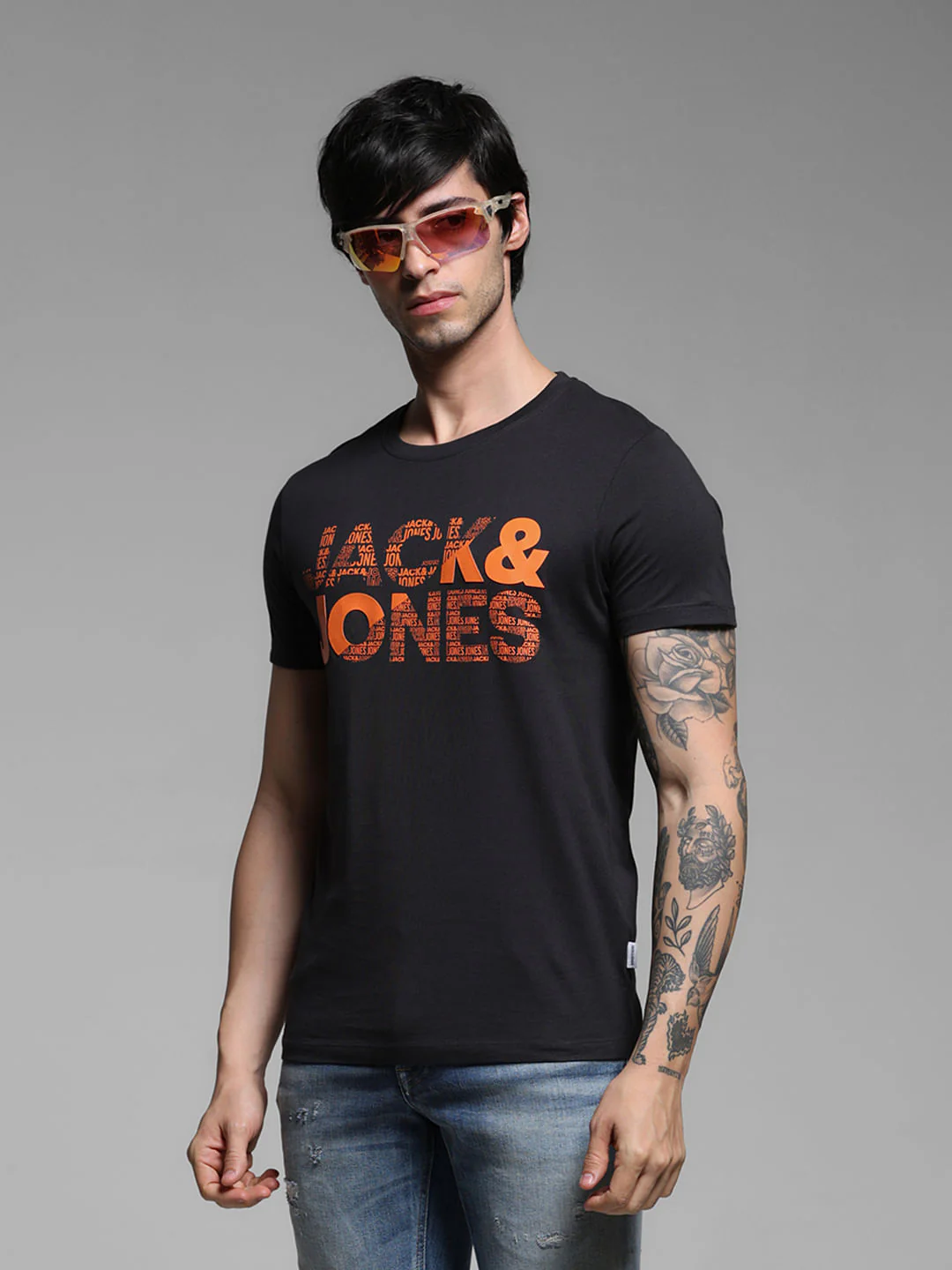 Black Logo Print Cotton T-shirt