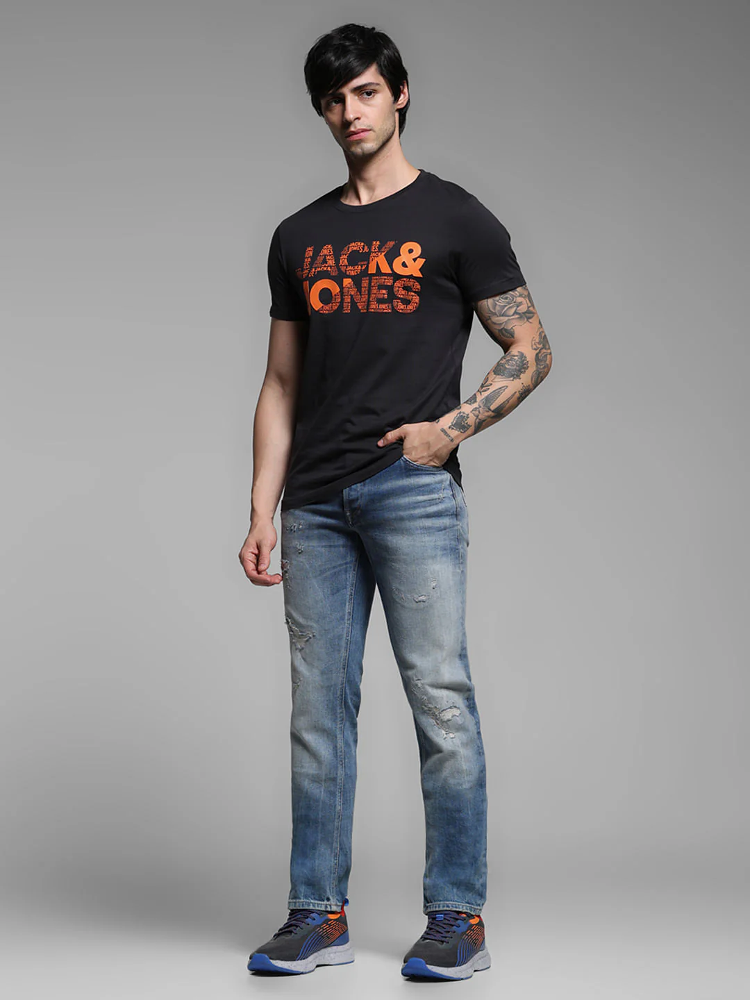 Black Logo Print Cotton T-shirt - Image 6