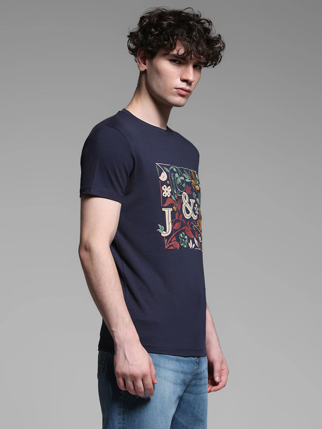 Blue Printed Cotton T-shirt - Image 3
