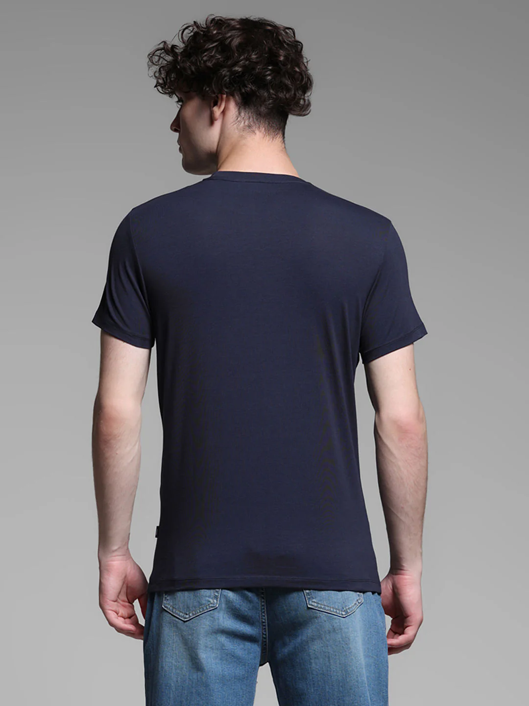 Blue Printed Cotton T-shirt - Image 4