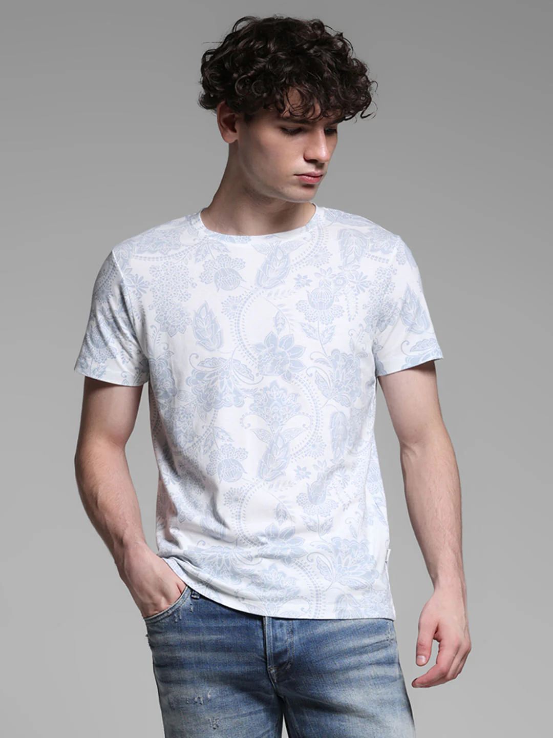 White Abstract Print Cotton T-shirt - Image 2
