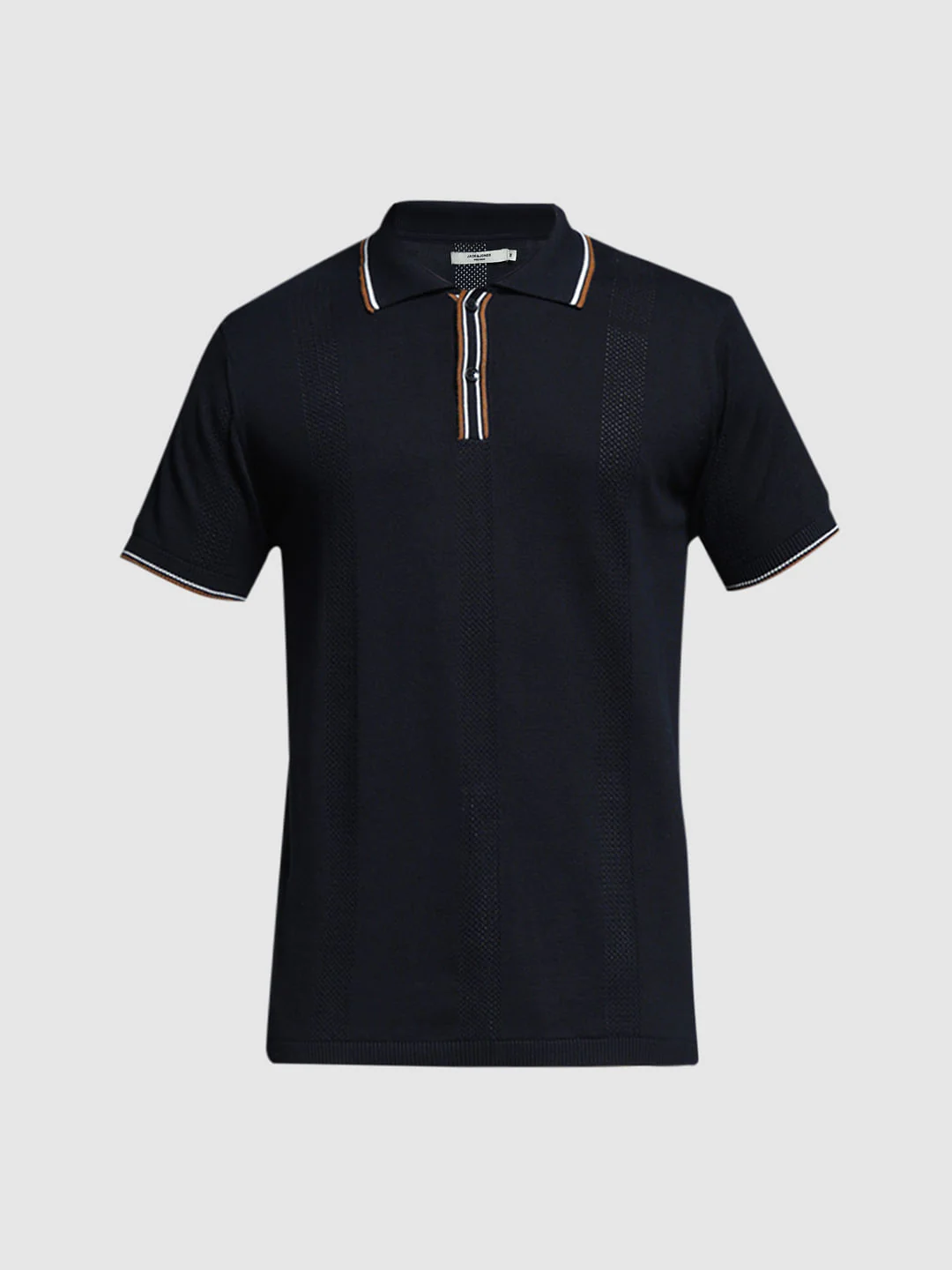 Black Contrast Tipping Knitted Polo - Image 7