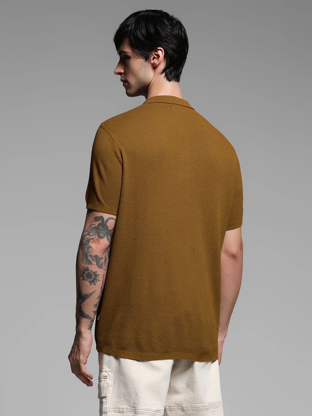 BROWN KNITTED POLO T-SHIRT - Image 4