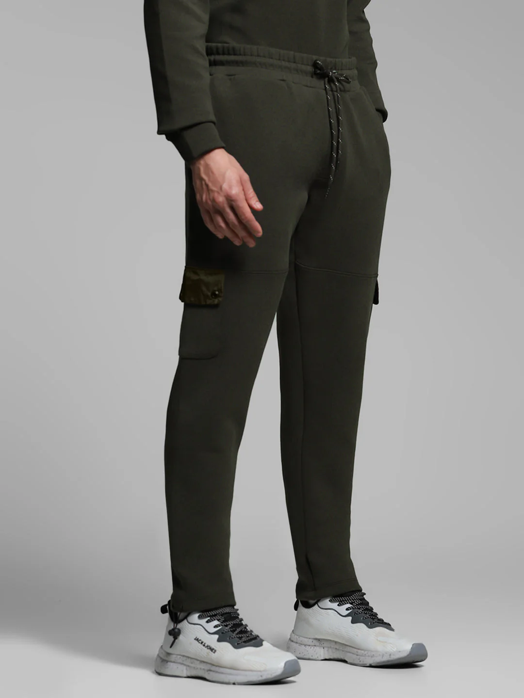 Men's Cotton Lycra Cargo Joggers With Drawstring Waist - Forest Green - Image 2
