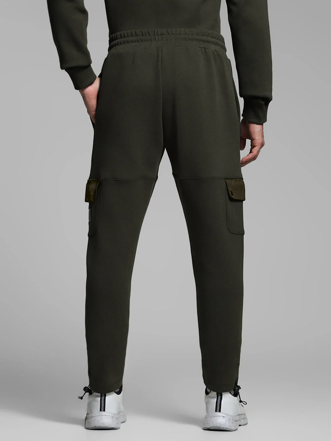 Men's Cotton Lycra Cargo Joggers With Drawstring Waist - Forest Green - Image 3