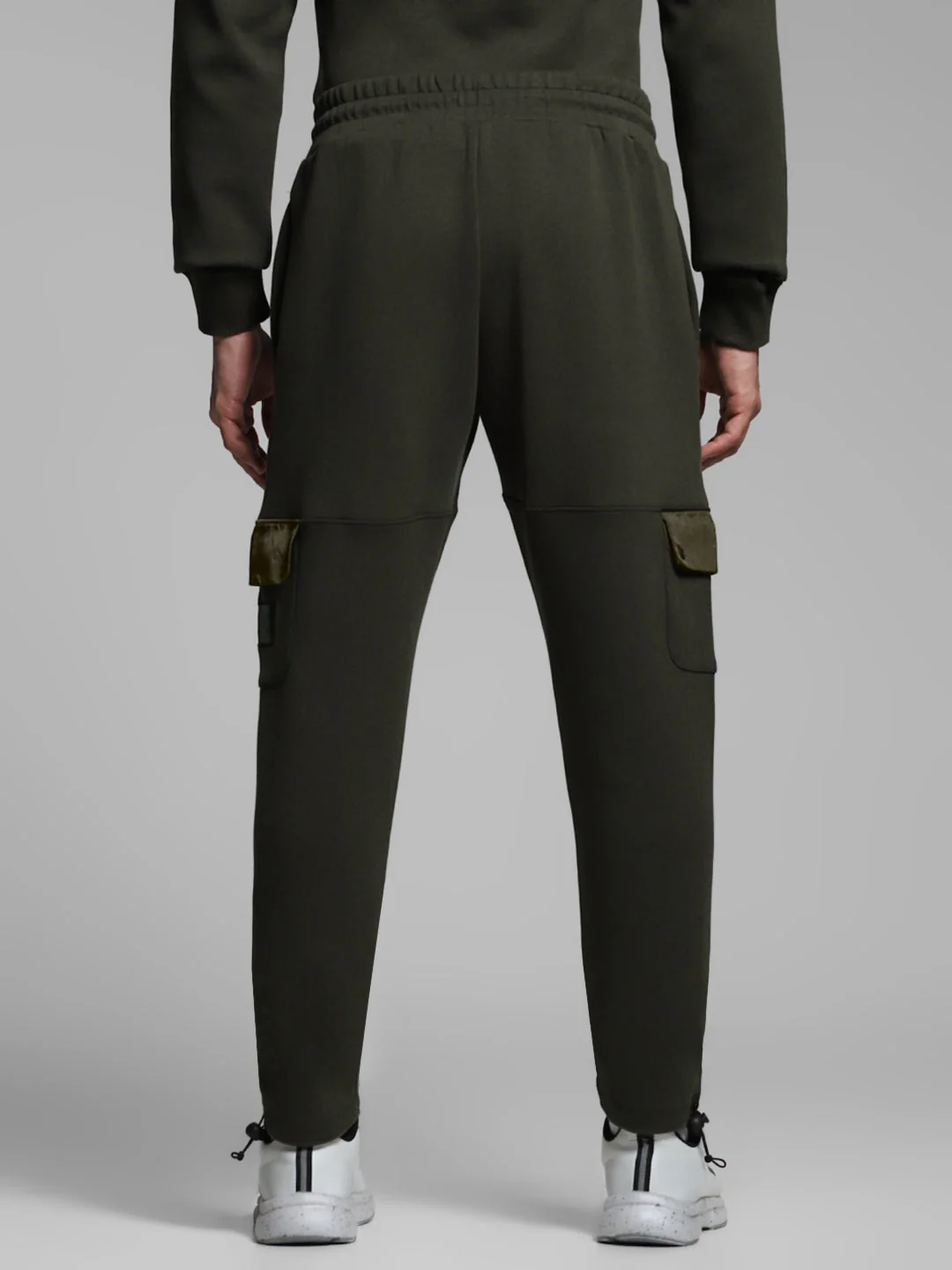 Men's Cotton Lycra Cargo Joggers With Drawstring Waist - Forest Green - Image 8