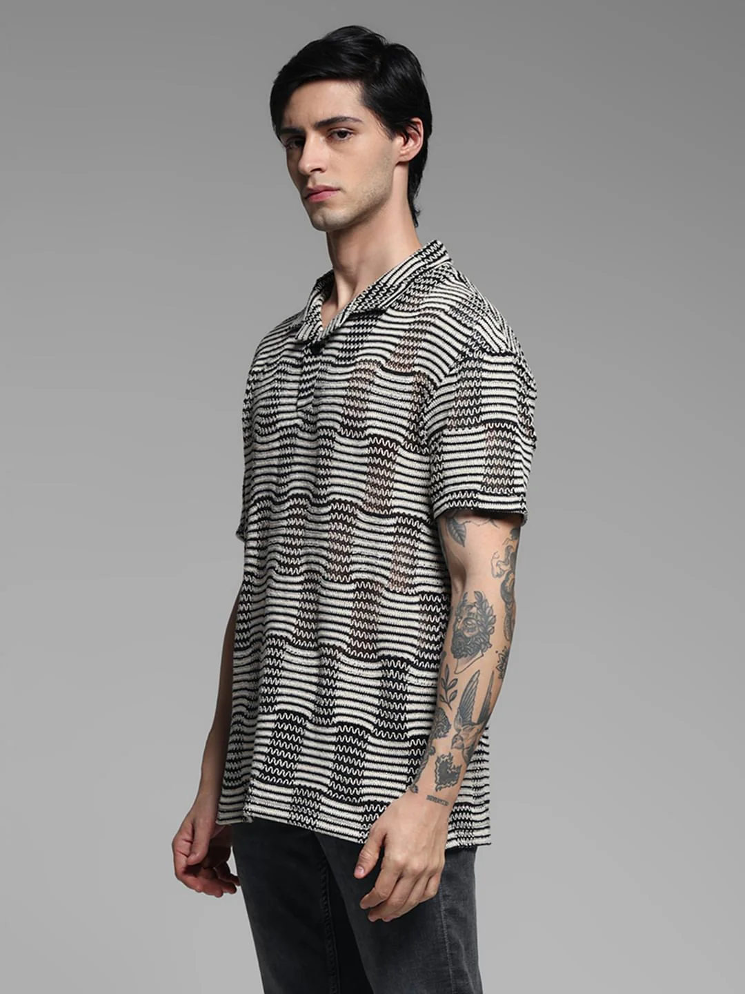 Black Jacquard Oversized Polo - Image 3