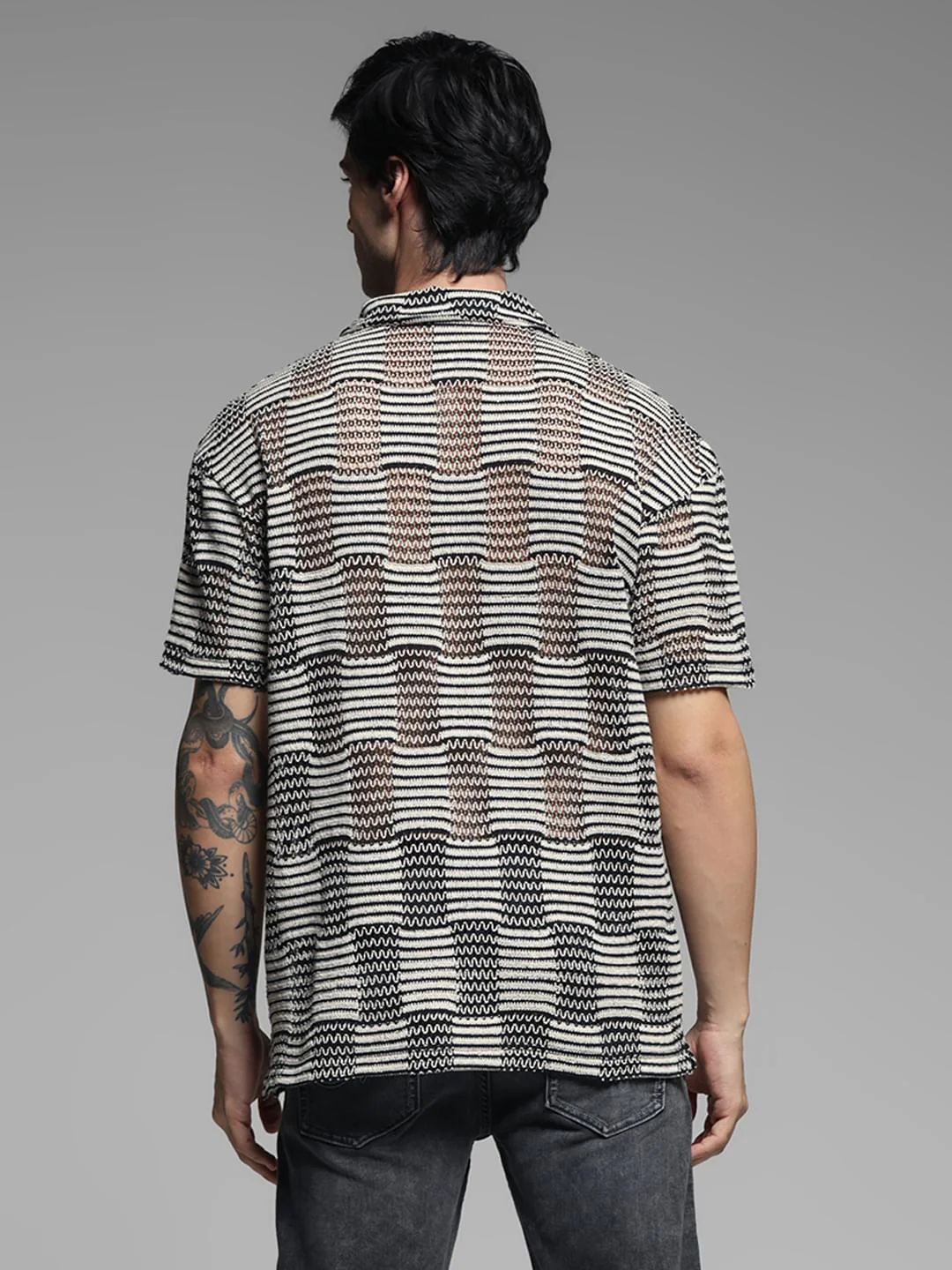 Black Jacquard Oversized Polo - Image 4