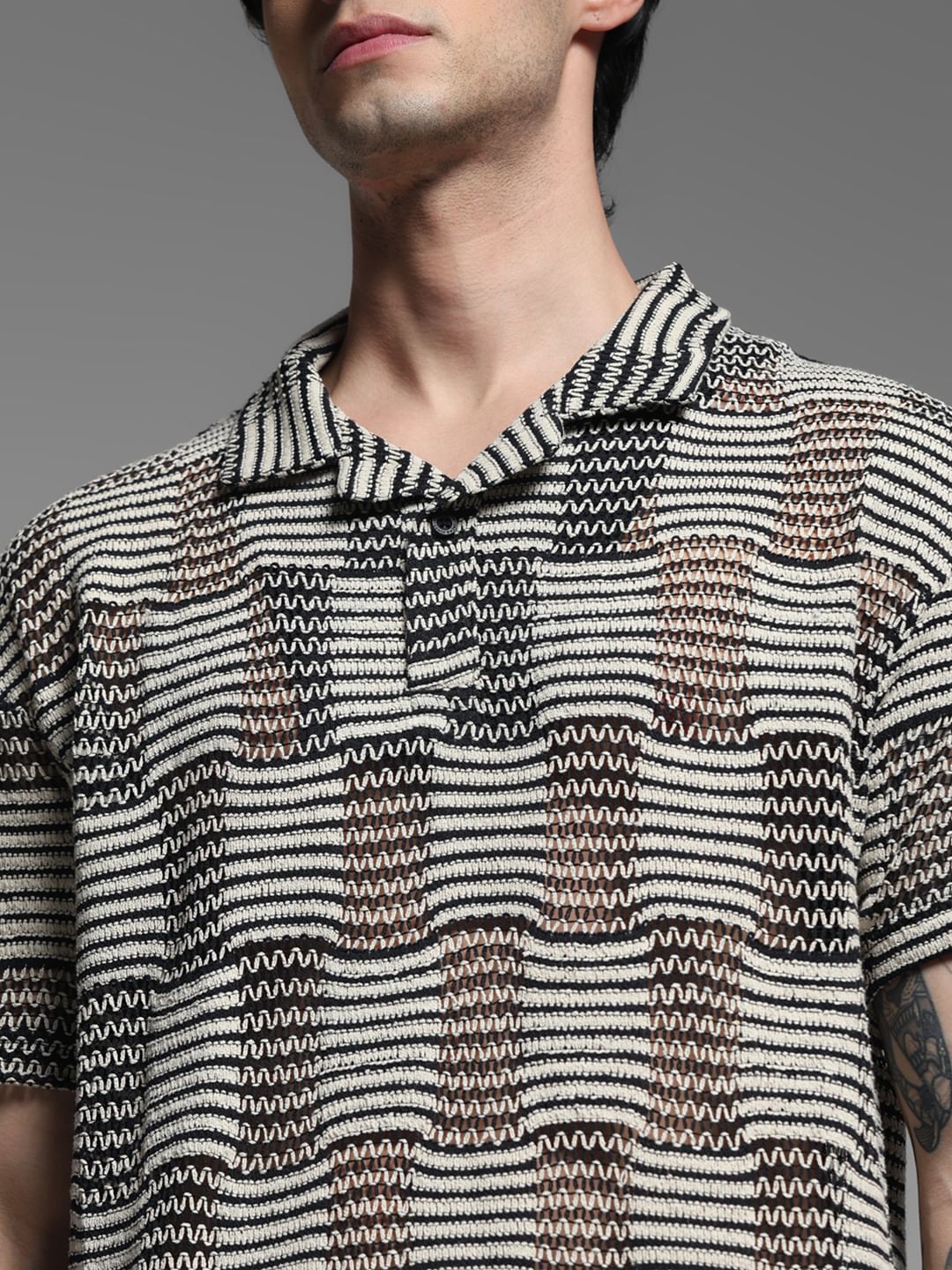 Black Jacquard Oversized Polo - Image 5