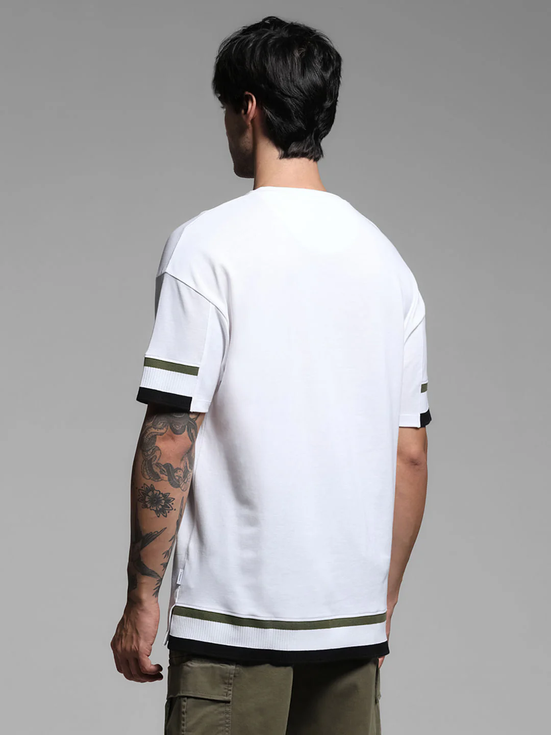 White Printed Drop Shoulder T-shirt - Image 4