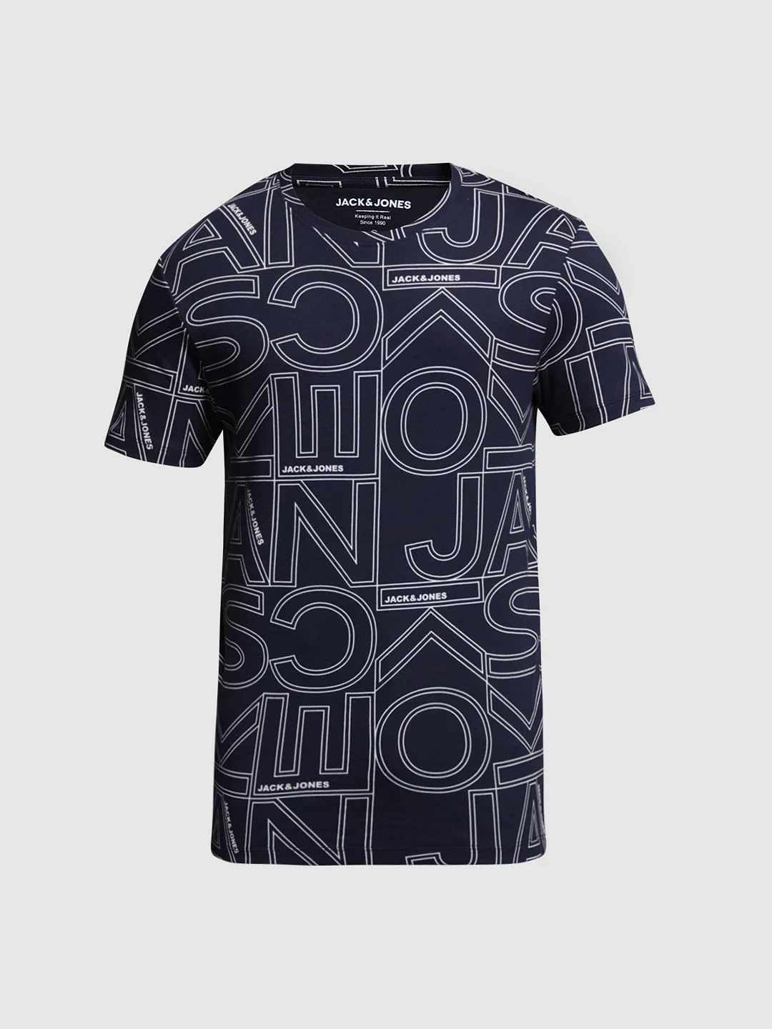 Navy Typographic Print Crew Neck T-shirt - Image 7