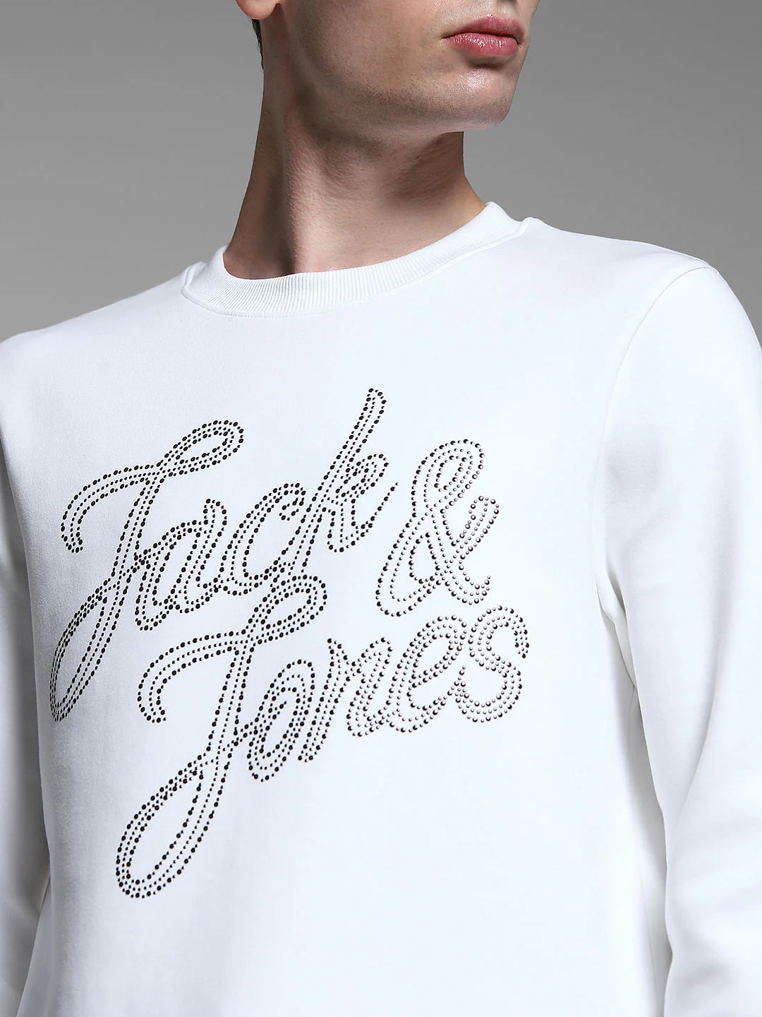 White Embellished Text Sweatshirt - Image 5