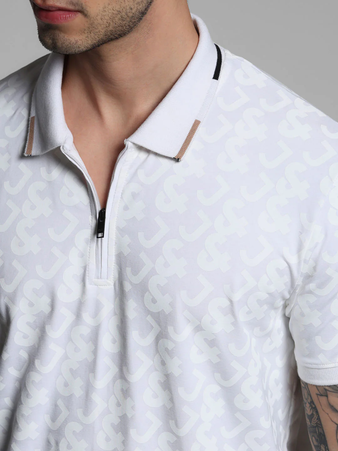 White Logo Print Polo T-shirt - Image 5