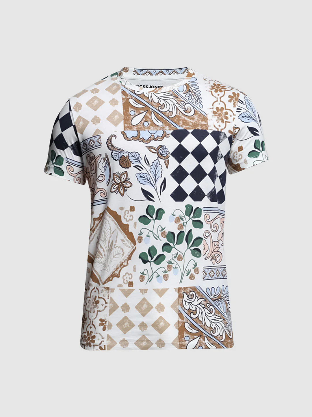 White Printed Crew Neck T-shirt - Image 7