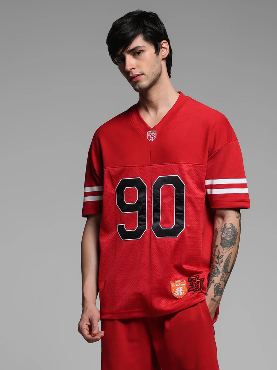 Red Varsity Print Co-ord Set T-shirt - Image 2