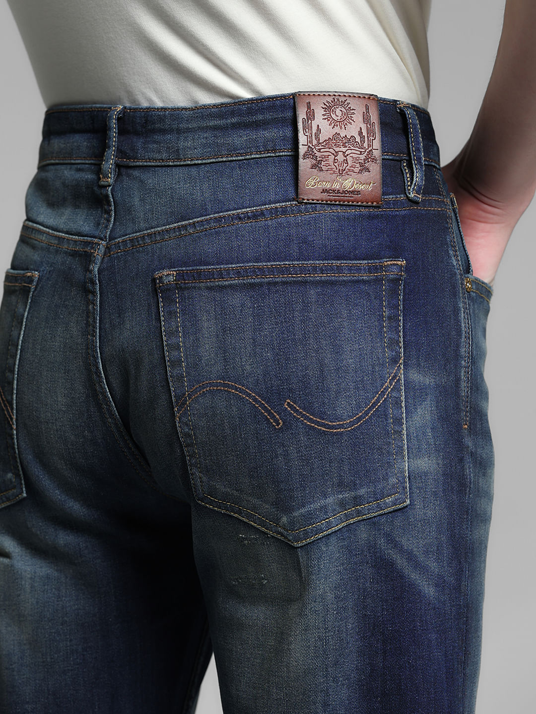 Dark Blue Distressed Cliff Bootcut Jeans - Image 5