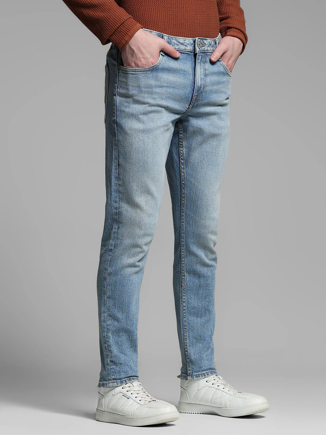 Blue Mid Rise Cropped Brak Slim Jeans - Image 2