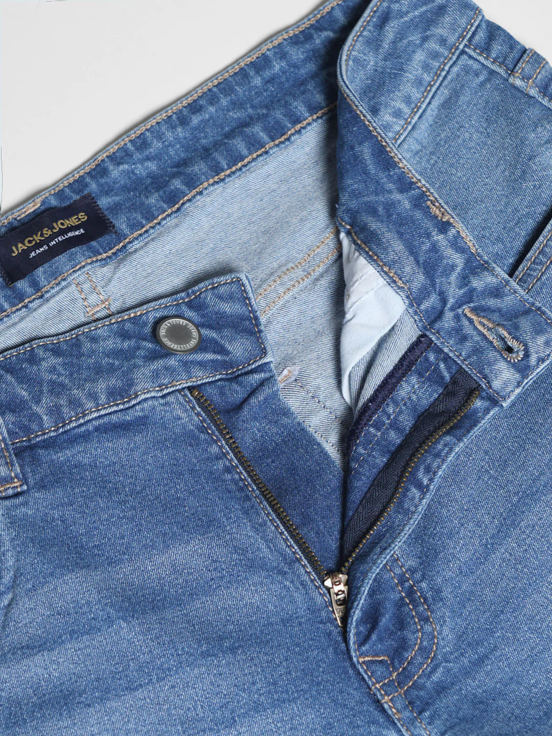 Light Blue Mid Rise Washed Regular Fit Jeans - Image 5