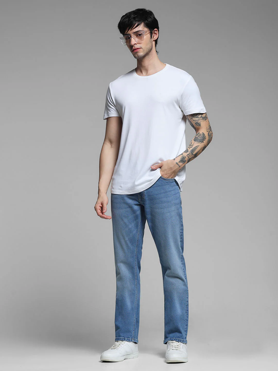 Light Blue Mid Rise Washed Regular Fit Jeans - Image 6