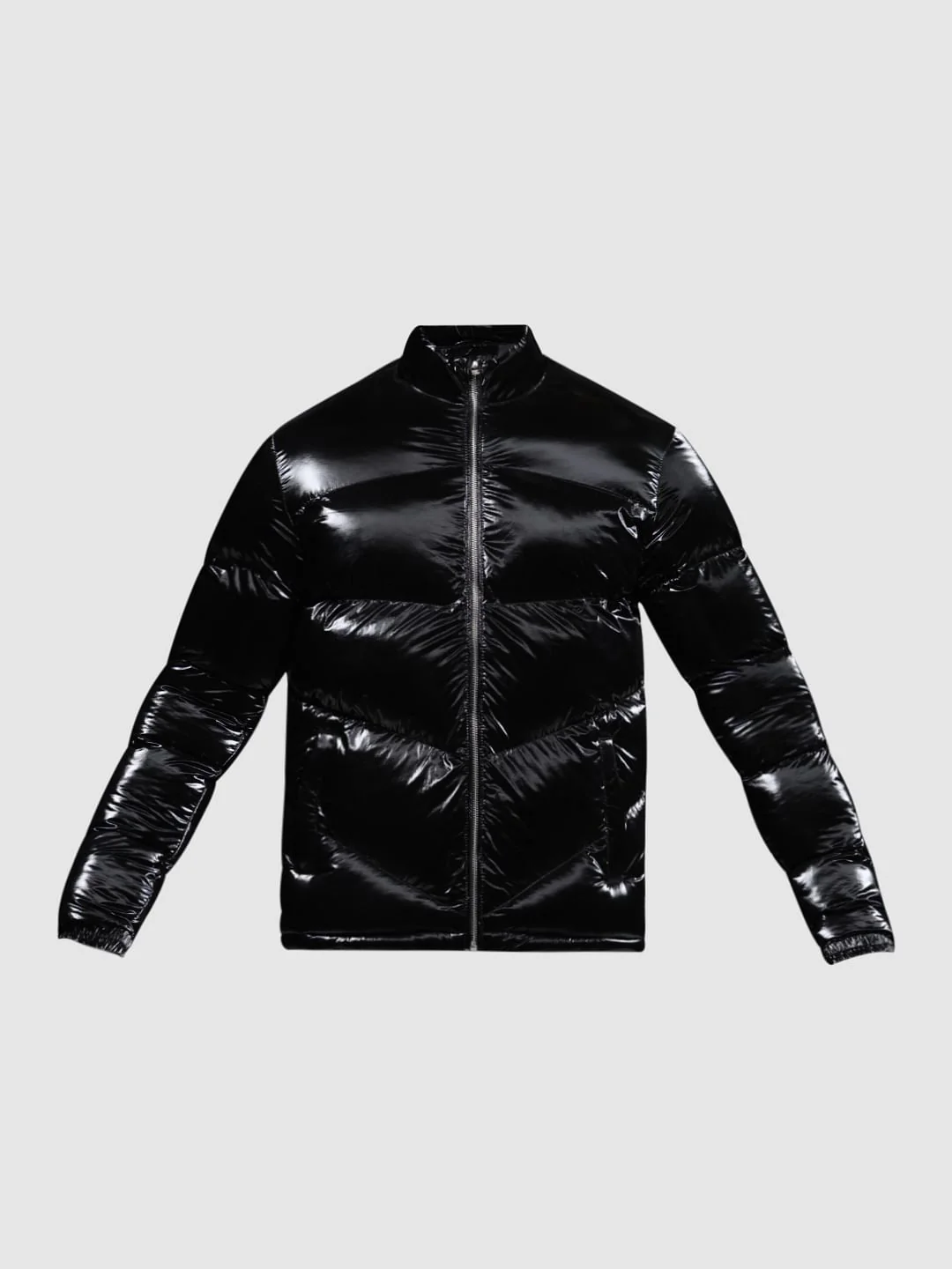 Black High Neck Puffer Jacket - Image 7