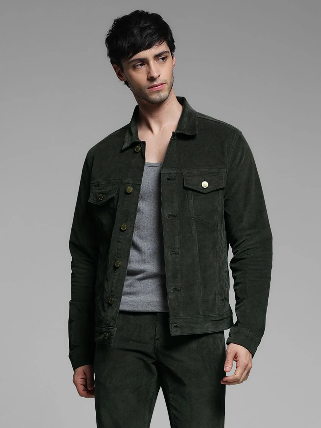 Olive Corduroy Co-ord Set Jacket - Image 2