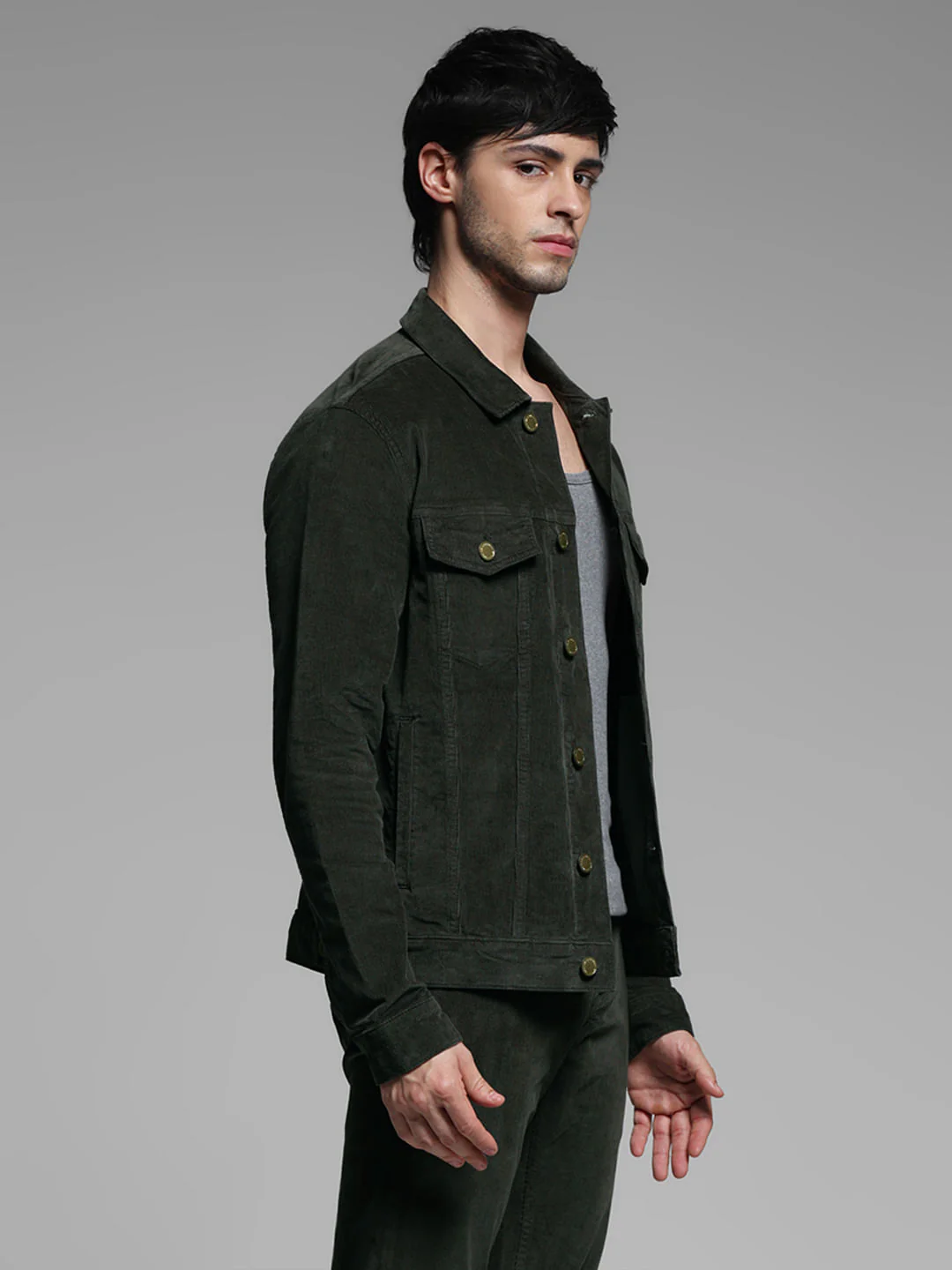Olive Corduroy Co-ord Set Jacket - Image 3