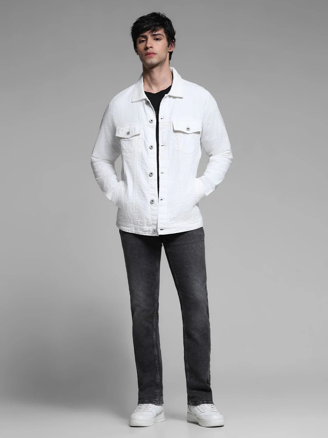 White Cotton Denim Jacket - Image 6