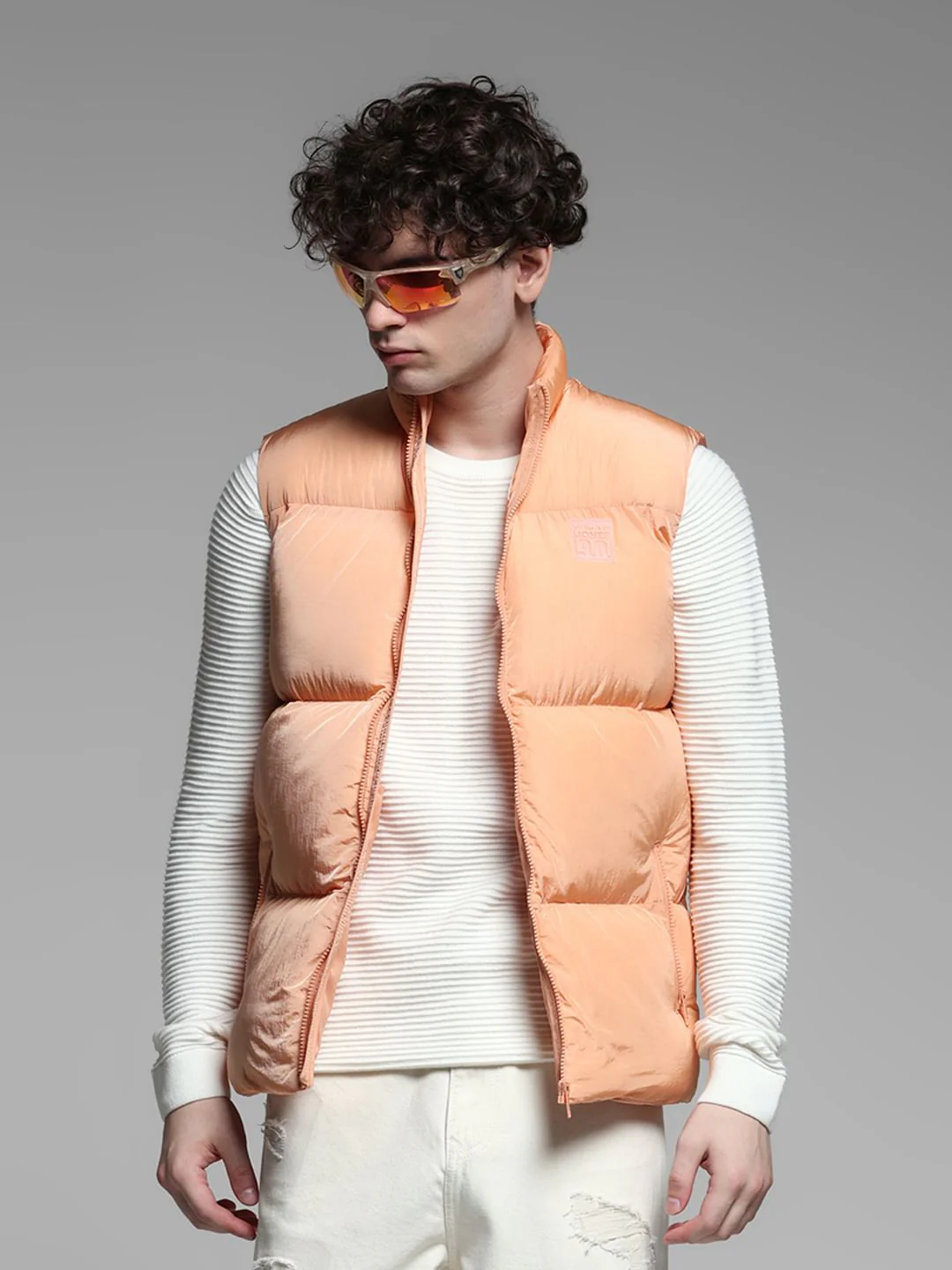 Peach Sleeveless Puffer Jacket