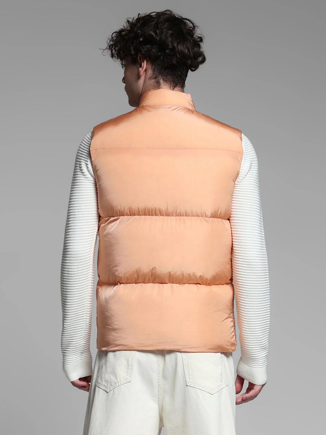 Peach Sleeveless Puffer Jacket - Image 4