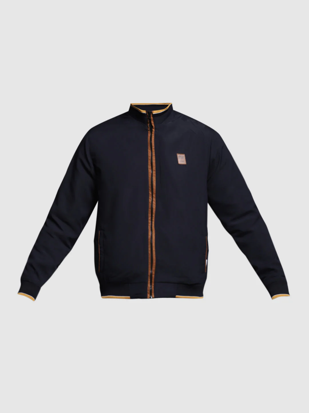 Men's Navy Blue Reversible Bomber Jacket With High Neck - Image 9