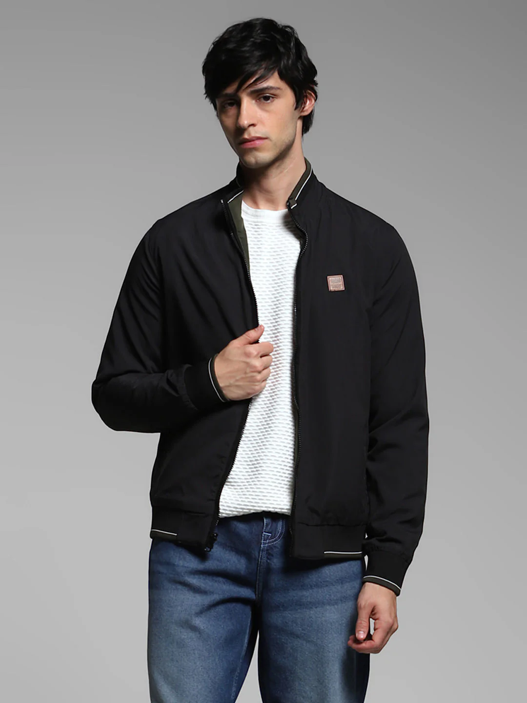 Black Reversible High Neck Jacket - Image 2