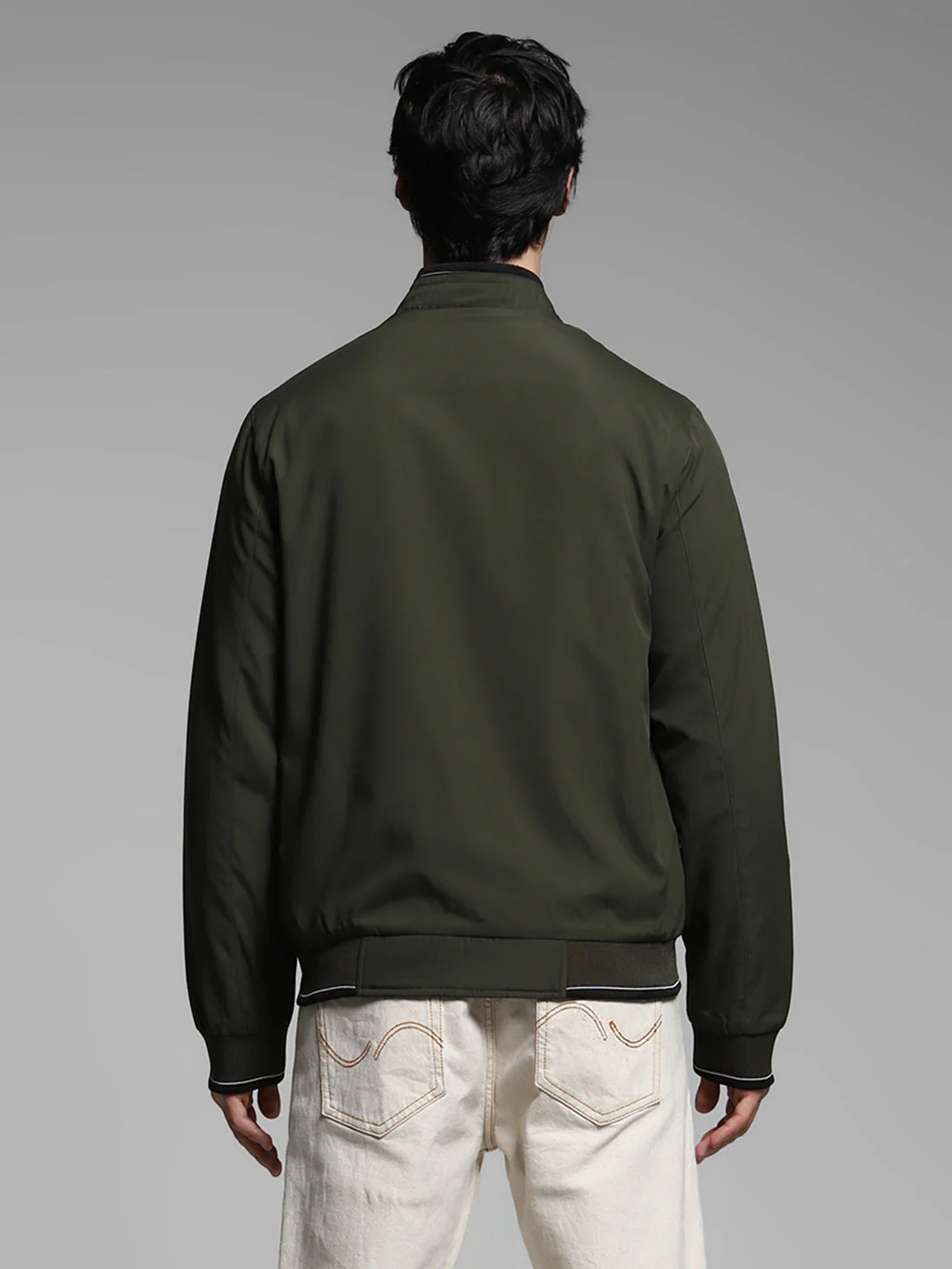 Men's Reversible Bomber Jacket In Forest Green With Zip Front - Image 11