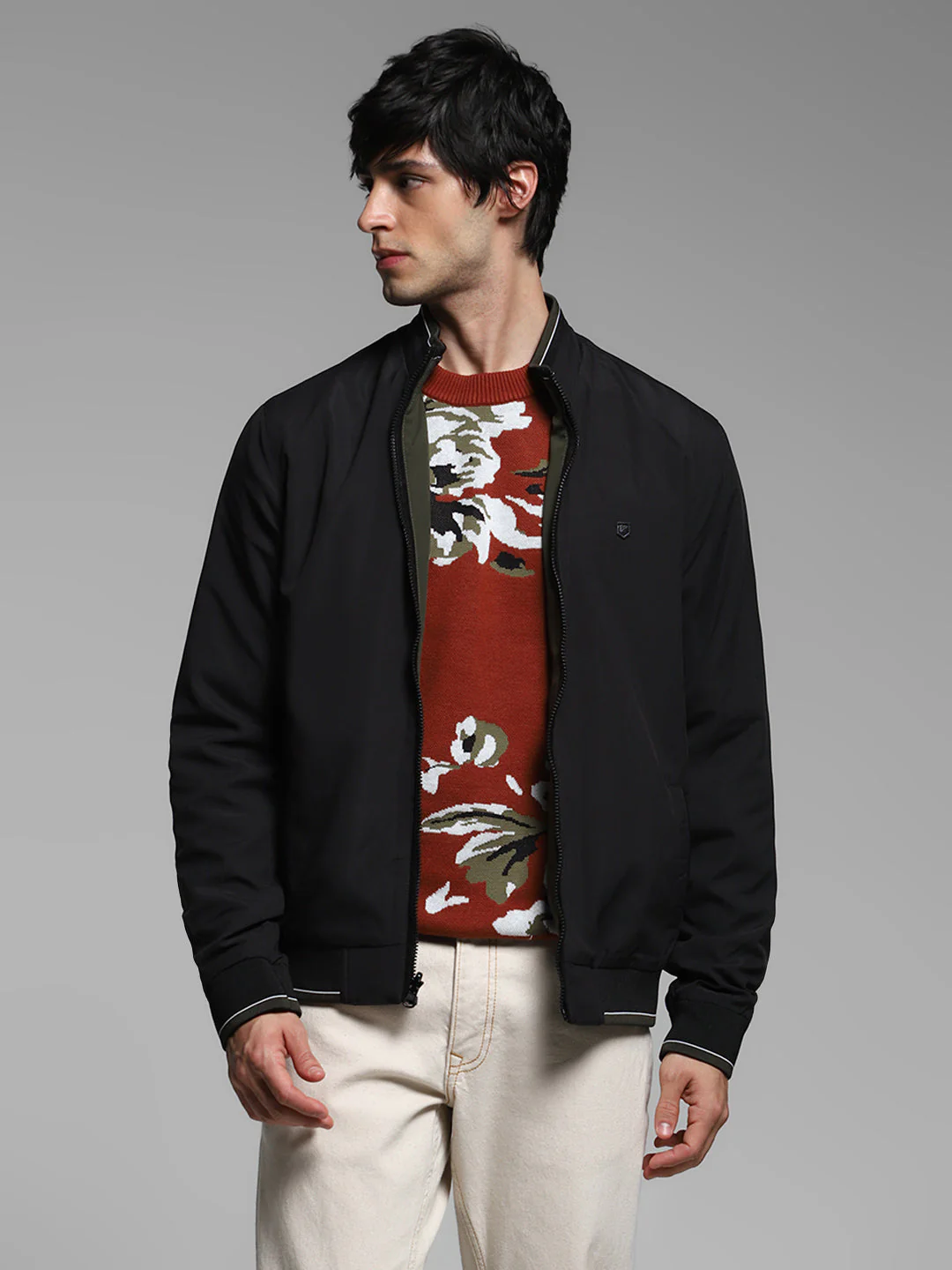 Men's Reversible Bomber Jacket In Forest Green With Zip Front - Image 3