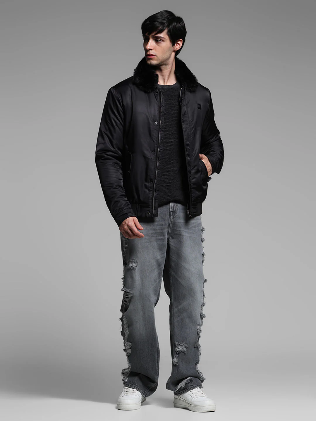 Black Fur Trim Puffer Jacket - Image 6