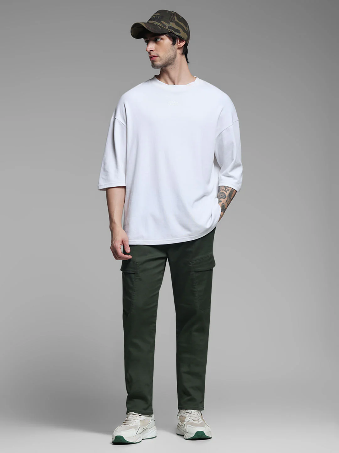 Olive Green Mid Rise Knitted Cargos - Image 6