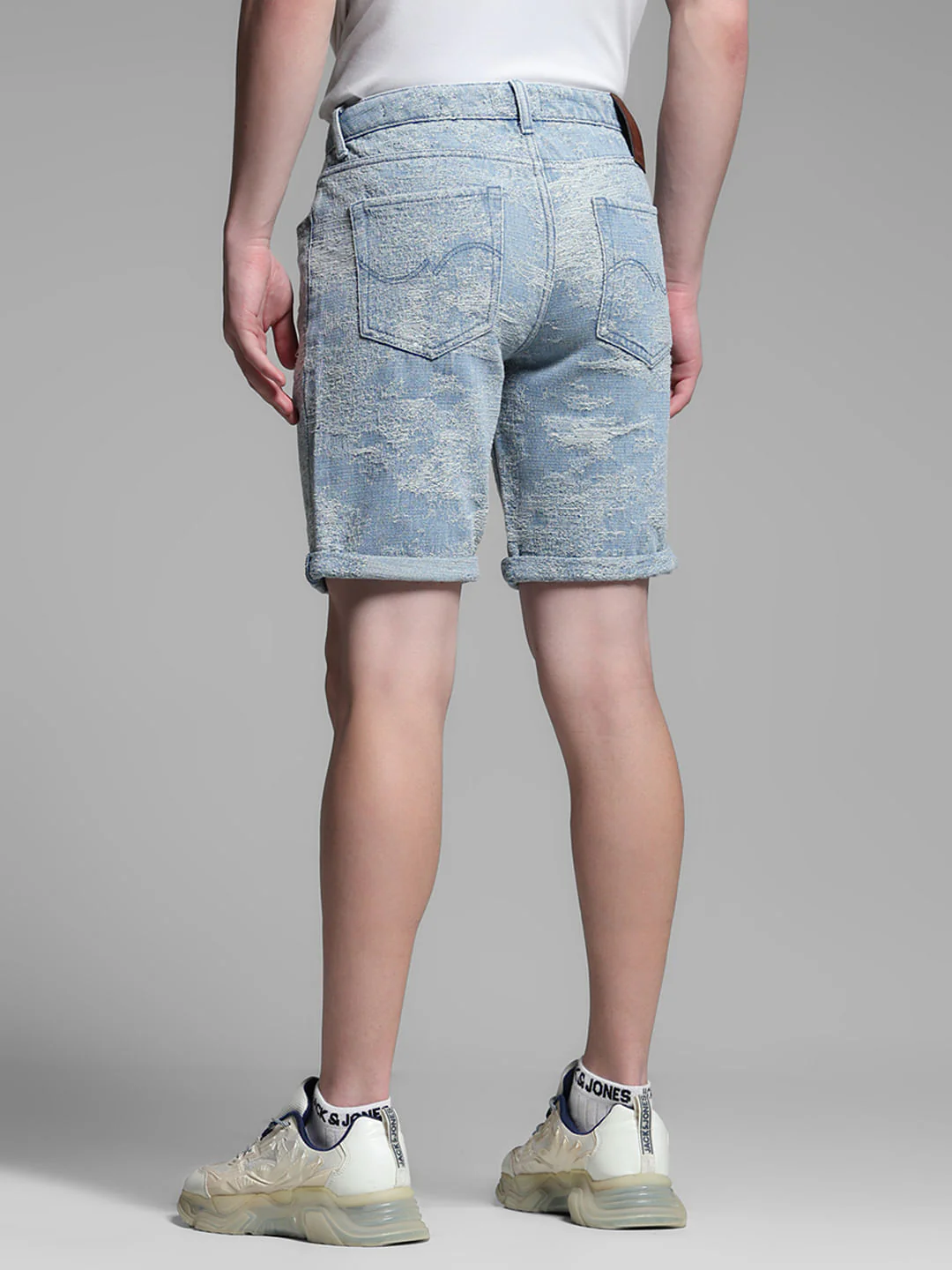 Light Blue Printed Co-ord Set Denim Shorts - Image 3