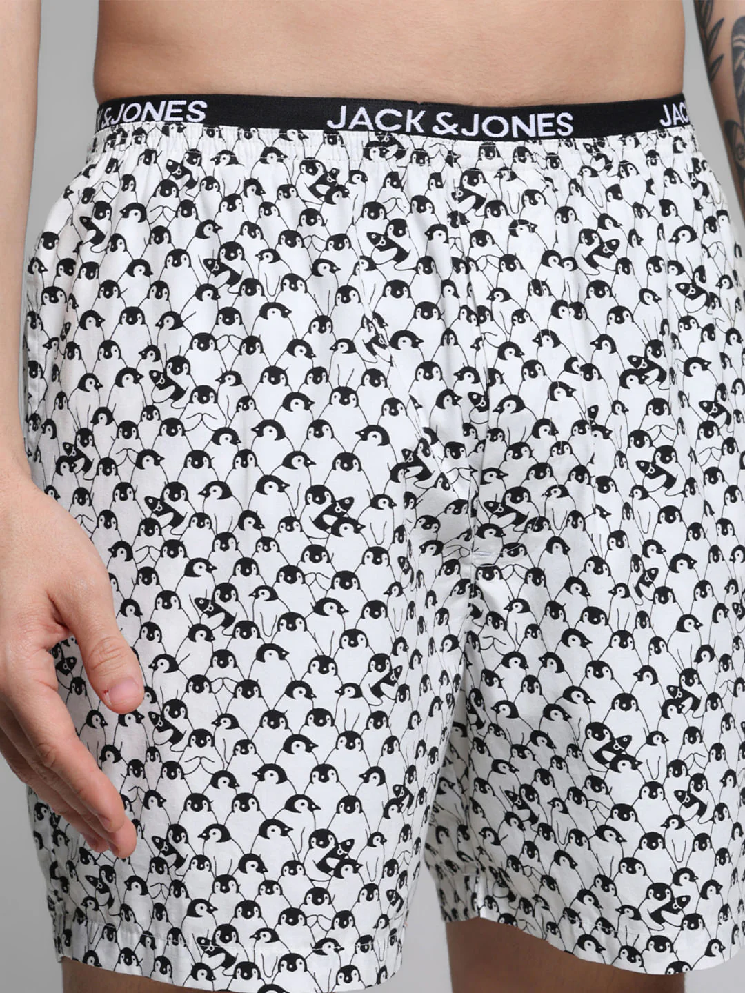 White Penguin Print Cotton Boxers - Image 4