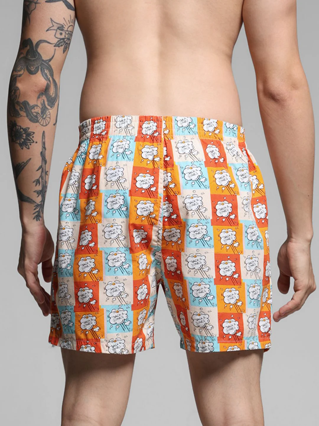 Orange Logo Text Print Cotton Boxers - Image 3