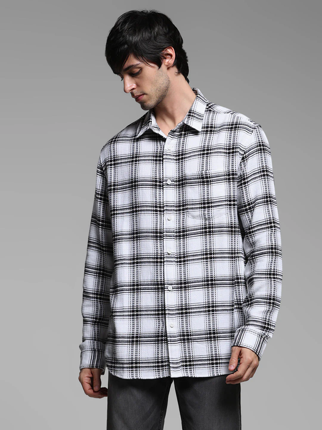 White Check Dobby Cotton Shirt - Image 2