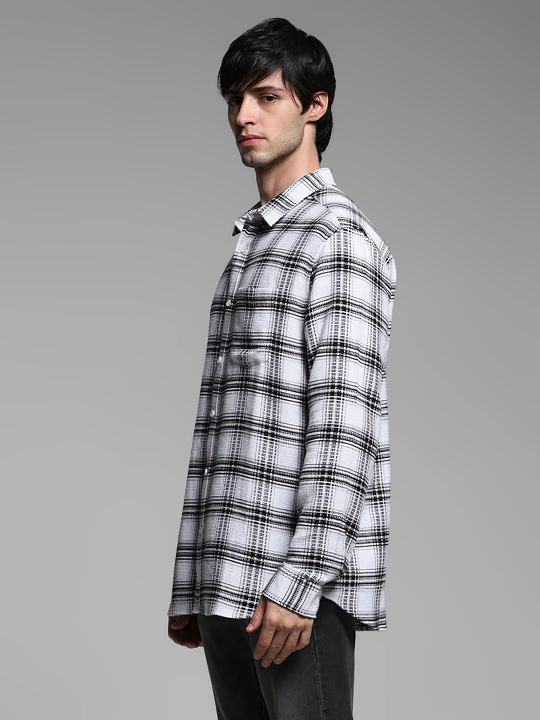 White Check Dobby Cotton Shirt - Image 3