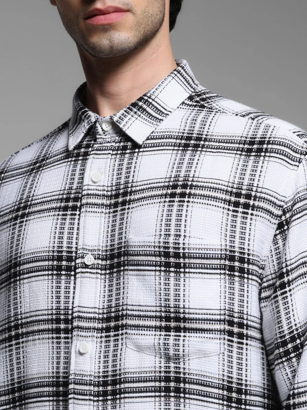 White Check Dobby Cotton Shirt - Image 5