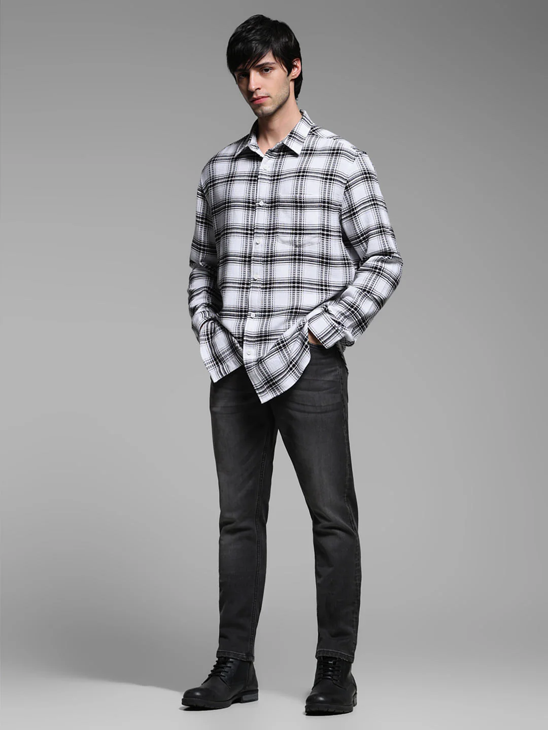 White Check Dobby Cotton Shirt - Image 6