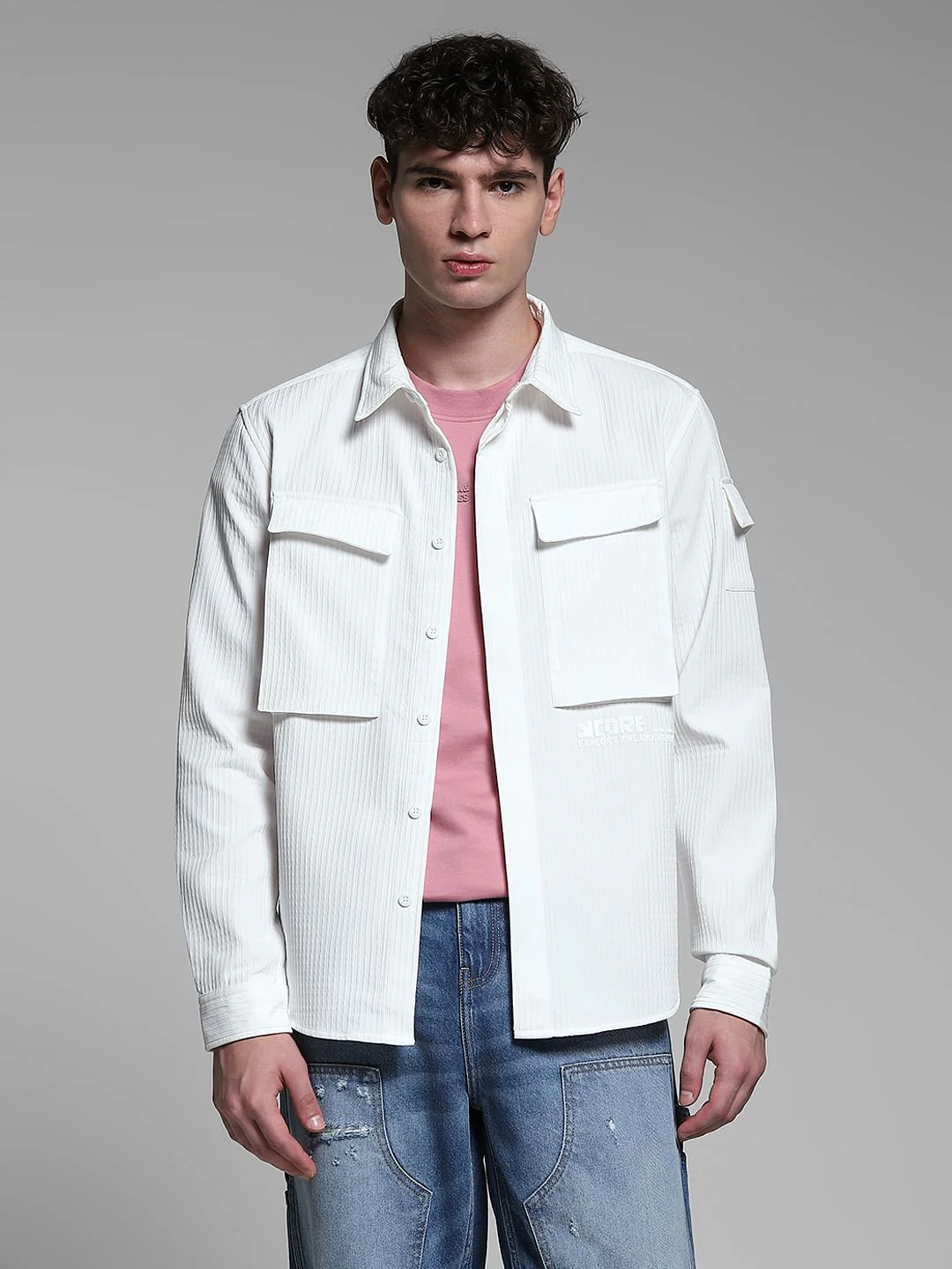 White Patch Pocket Oversized Shirt - Image 2