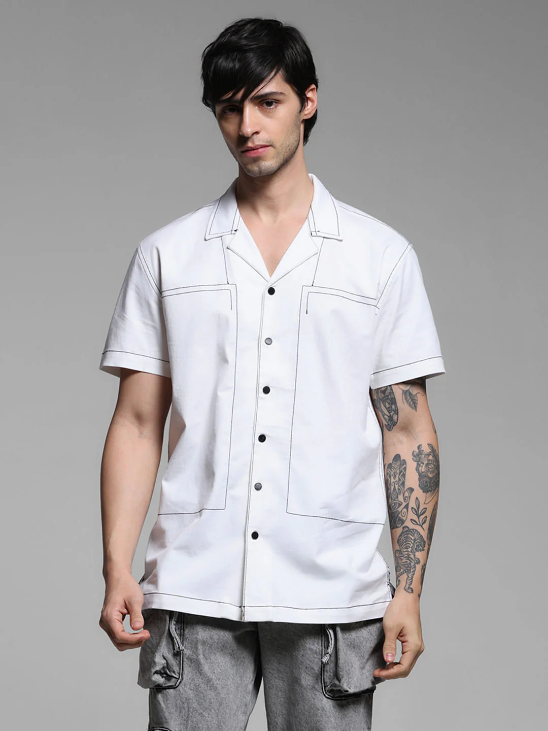 White Resort Collar Shirt - Image 2