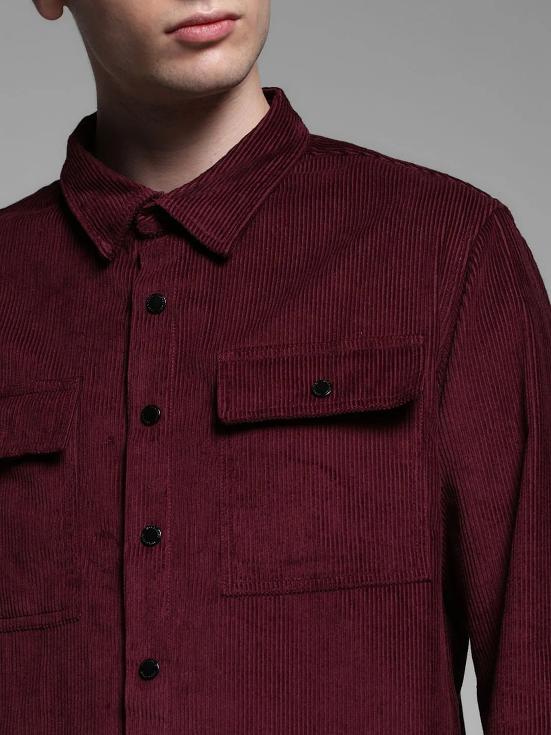 Maroon Oversized Corduroy Shirt - Image 5