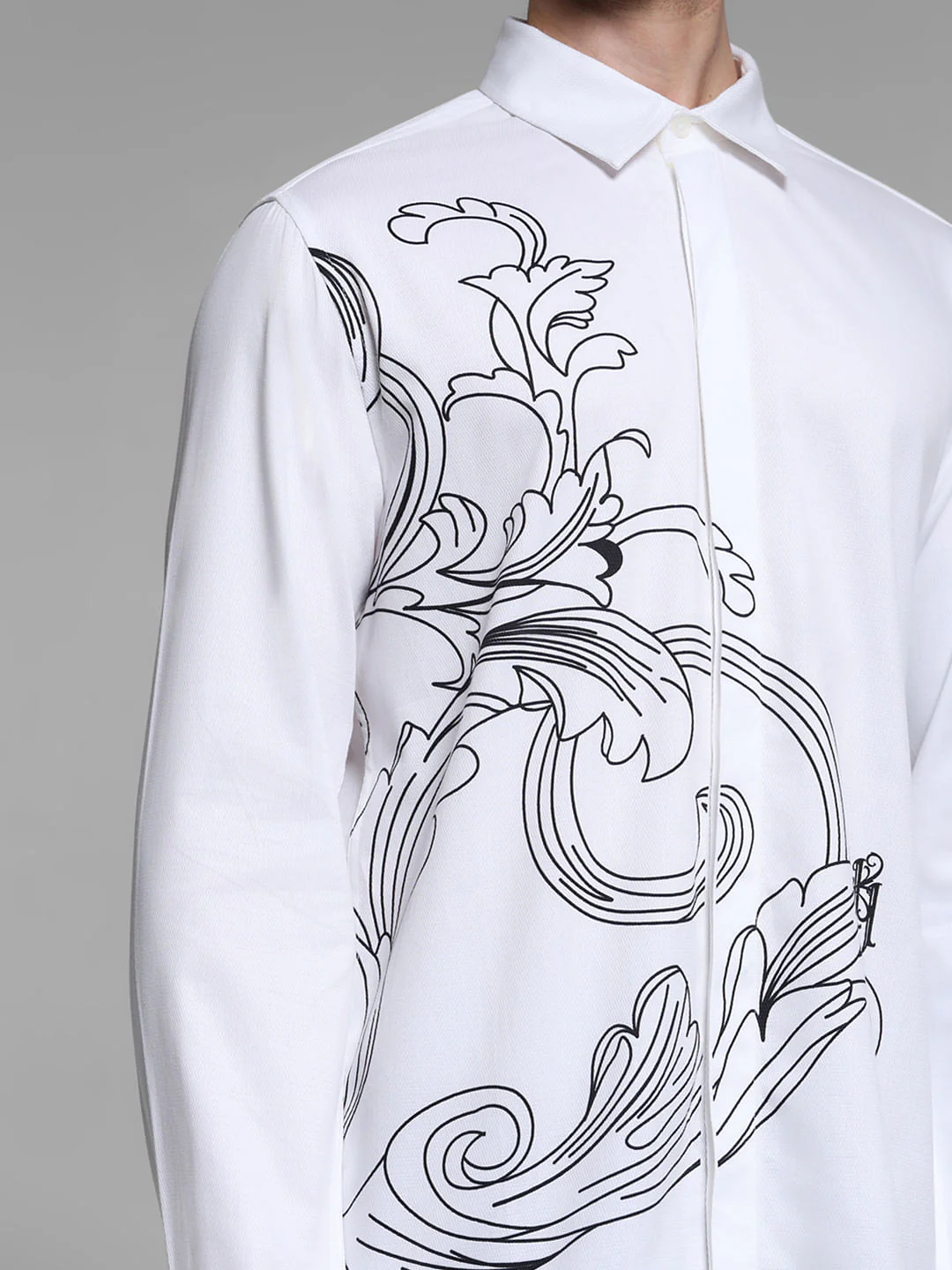 White Printed Full Sleeves Shirt - Image 5