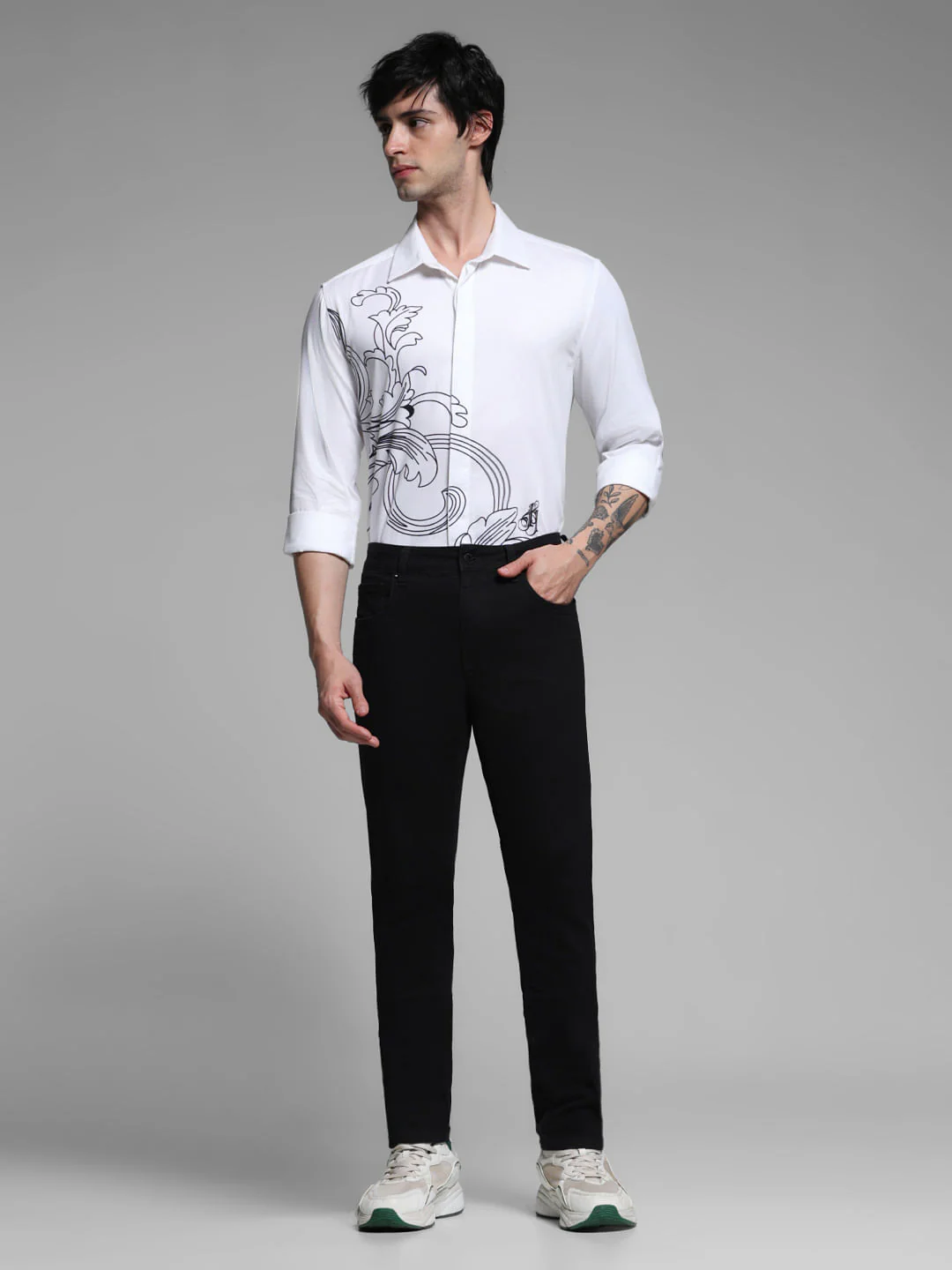 White Printed Full Sleeves Shirt - Image 6