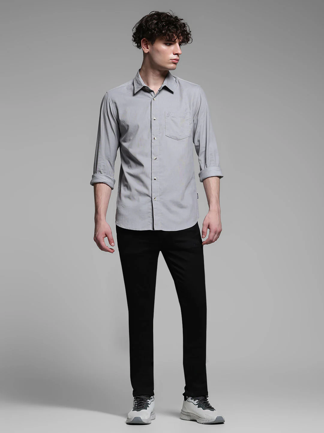 Grey Cotton Full Sleeves Shirt - Image 6